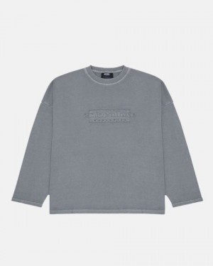 Cold Culture Ripped Box Logo Crewneck Sweatshirts Grey | 91403-MDAB