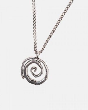 Cold Culture Spiral Necklace Jewelry Silver Black | 60487-ENJV