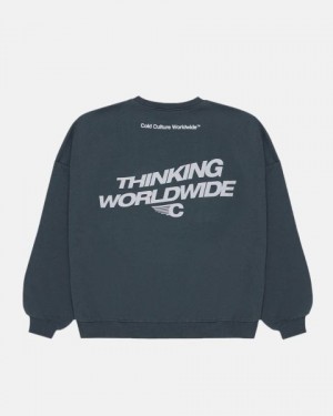 Cold Culture Tagline Crewneck Sweatshirts Blue | 38120-XVYT