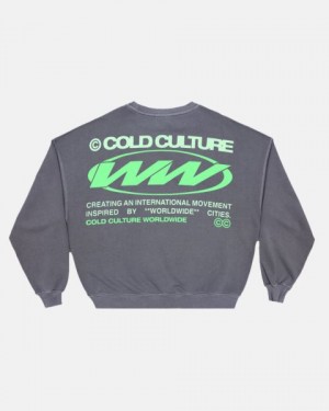 Cold Culture Worldwide Circle Crewneck Sweatshirts Dark Grey | 59871-VZMS