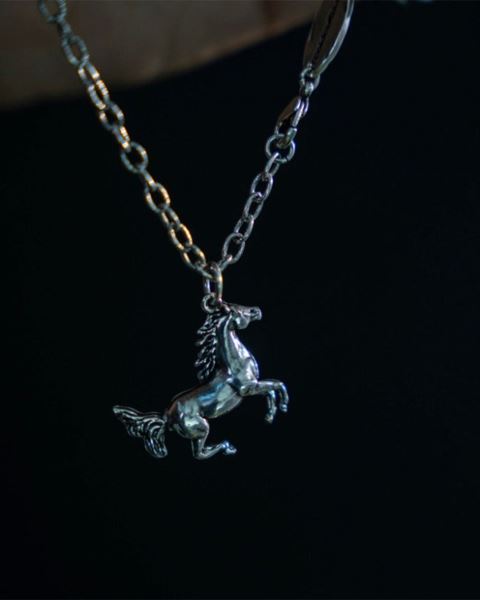 Cold Culture Horse Necklace Jewelry Silver Red | 86735-NGIB