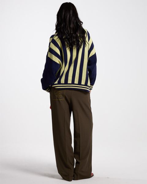 Cold Culture Structure Collar Knitwear Blue / Yellow | 06984-LPDF