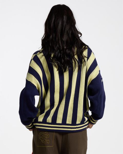 Cold Culture Structure Collar Knitwear Blue / Yellow | 06984-LPDF