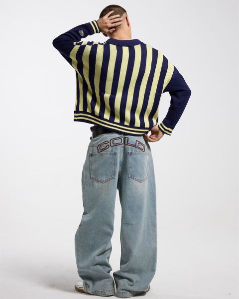 Cold Culture Structure Collar Knitwear Blue / Yellow | 06984-LPDF